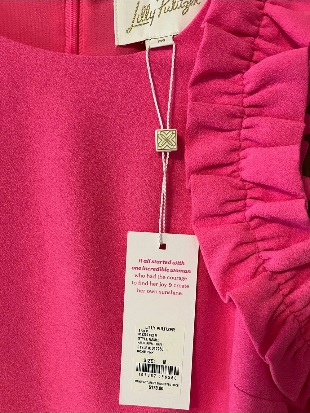 Lilly Pulitzer Kaylee Ruffle Shift Dress . NWT. Roxie pink (color) - Picture 2 of 3